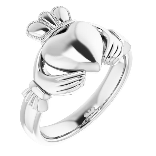 Sterling Silver 8.5 Mm Claddagh Band Size 6