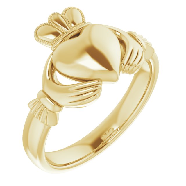 14k Yellow 8.5 Mm Claddagh Band Size 12