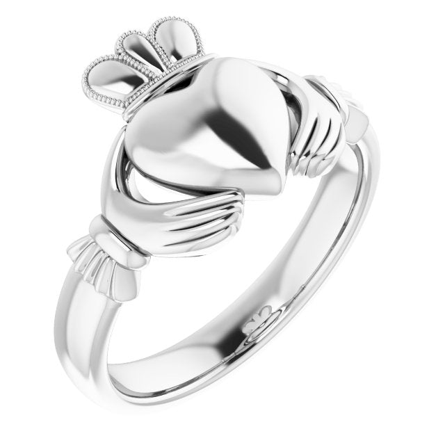 Sterling Silver 8.5 Mm Claddagh Band Size 8