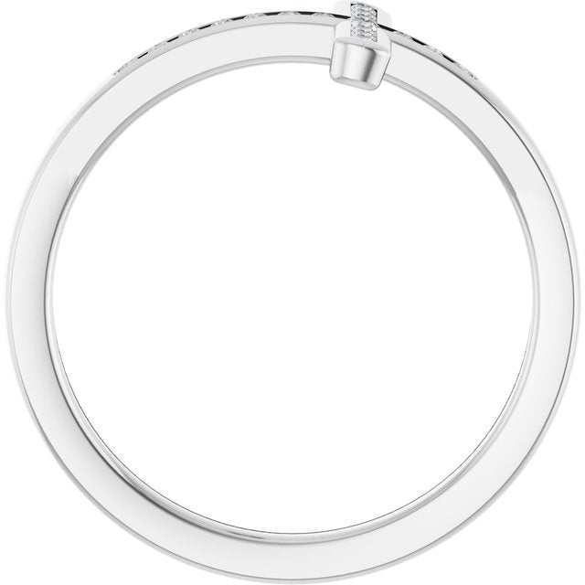 14k White 1/10 Ctw Natural Diamond Sideways Cross Ring