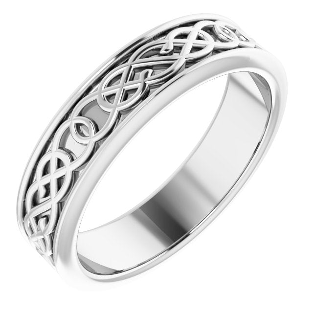 14k White 5 Mm Celtic-inspired Band Size 7.5