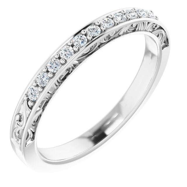 14k White 1/6 Ctw Natural Diamond Band