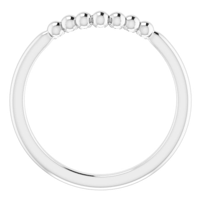 14k White Stackable Beaded Stackable Ring