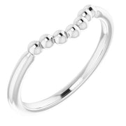 14k White Stackable Beaded Stackable Ring