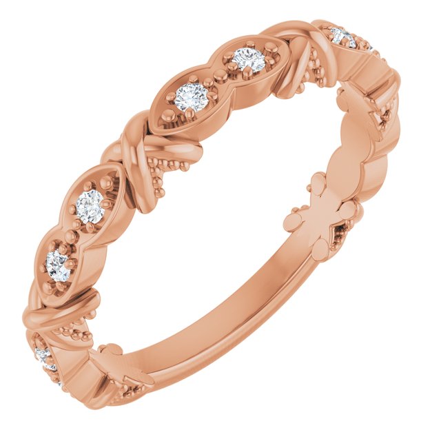 14k Rose 1/8 Ctw Natural Diamond Anniversary Band