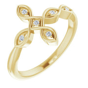 14k Yellow .05 Ctw Natural Diamond Sideways Cross Ring