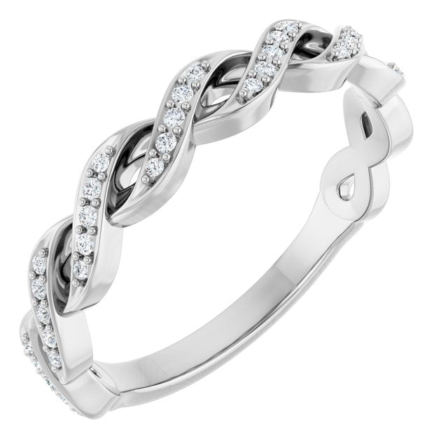 14k White 1/8 Ctw Natural Diamond Anniversary Band