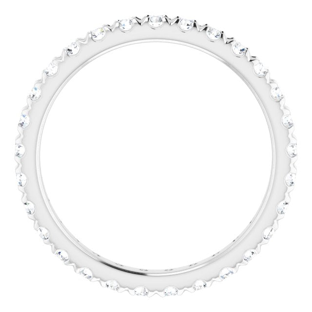 14k White 7/8 Ctw Natural Diamond French-set Eternity Band