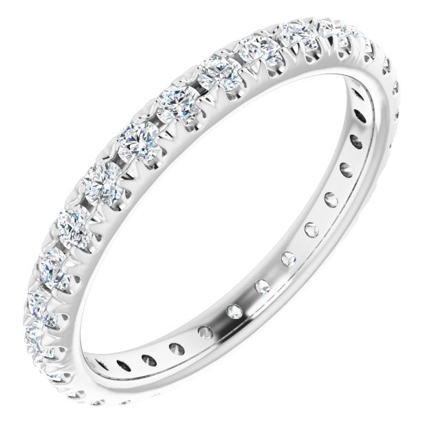14k White 7/8 Ctw Natural Diamond French-set Eternity Band