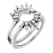 14k White 1/3 Ctw Natural Diamond Art Deco Baguette Ring Guard