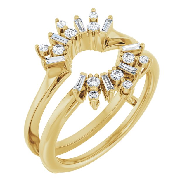14k Yellow 1/3 Ctw Natural Diamond Art Deco Baguette Ring Guard