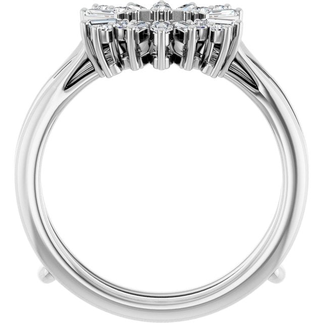 14k White 1/3 Ctw Natural Diamond Art Deco Baguette Ring Guard