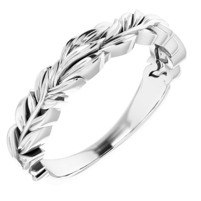 14k White Stackable Leaf Ring