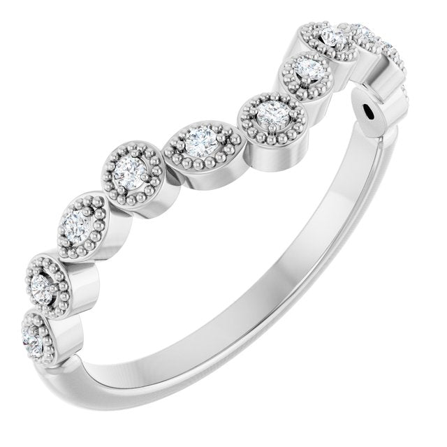 14k White 1/10 Ctw Natural Diamond Vintage-inspired Contour Band