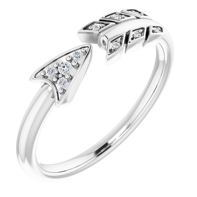 14k White .04 Ctw Natural Diamond Arrow Ring