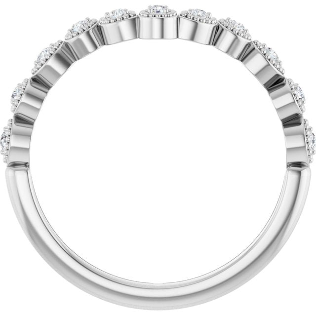 14k White 1/10 Ctw Natural Diamond Vintage-inspired Contour Band