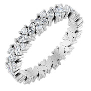 14k White 1 1/5 Ctw Natural Diamond Cluster Eternity Band Size 7