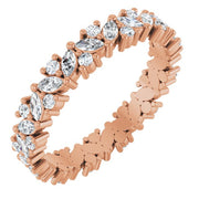 14k Rose 1 1/5 Ctw Natural Diamond Cluster Eternity Band Size 7