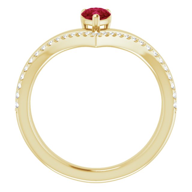14k Yellow Natural Ruby & 1/6 Ctw Natural Diamond Ring
