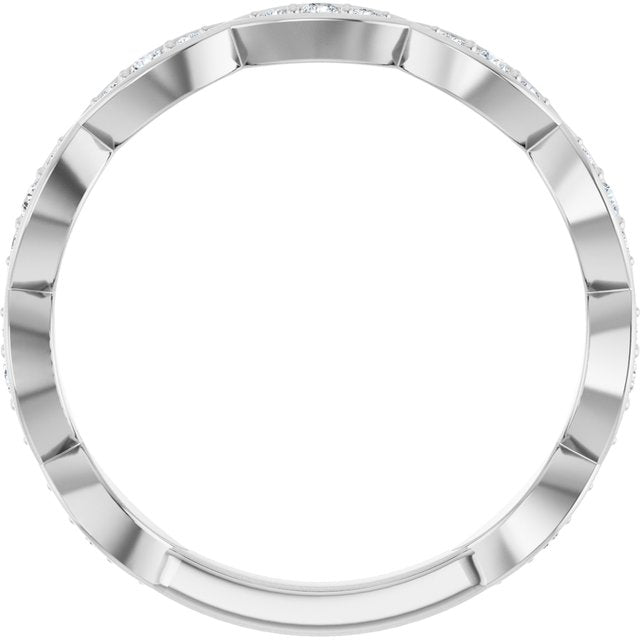 14k White 1/5 Ctw Natural Diamond Infinity-inspired Anniversary Band