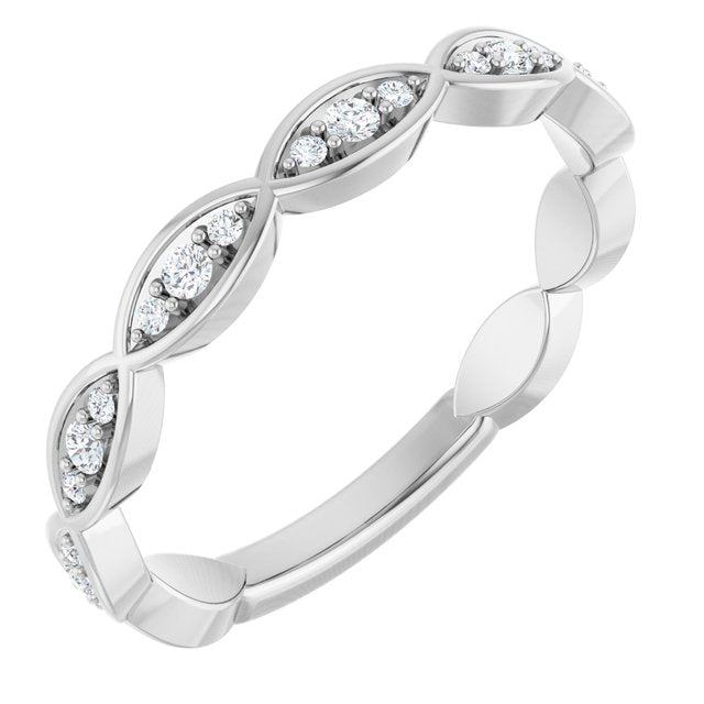 14k White 1/5 Ctw Natural Diamond Infinity-inspired Anniversary Band