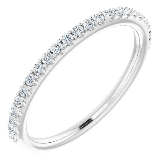 14k White 1/5 Ctw Natural Diamond Band For 6.5 Mm Round Ring