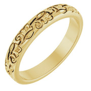 14k Yellow 3 Mm Floral Band Size 7
