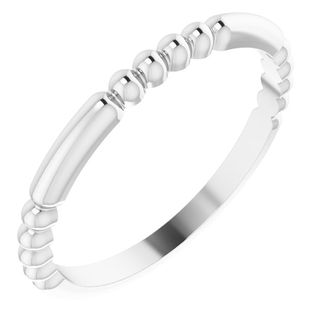 14k White Stackable Bead Ring