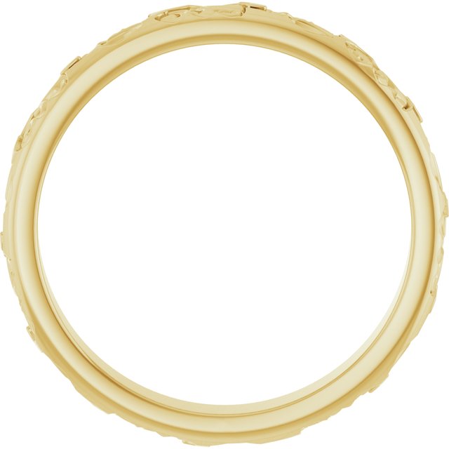 14k Yellow 3 Mm Floral Band Size 7