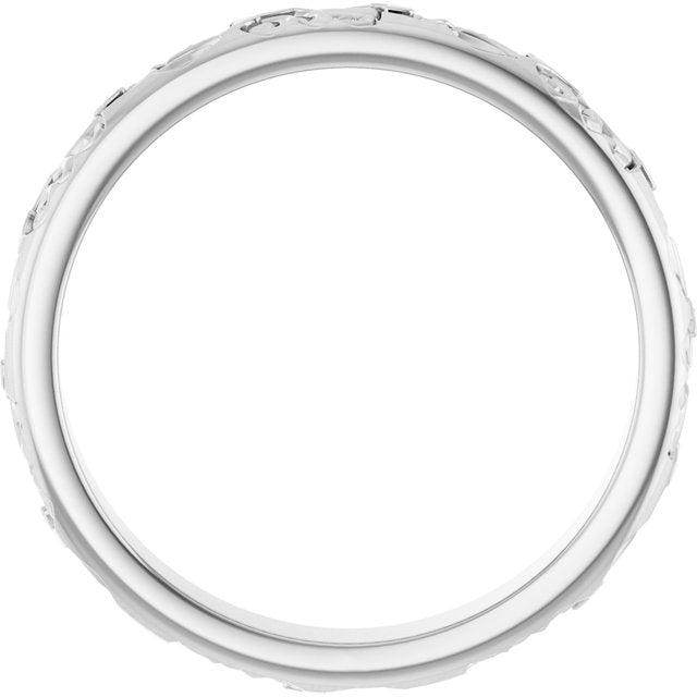 14k White 3 Mm Floral Band Size 8