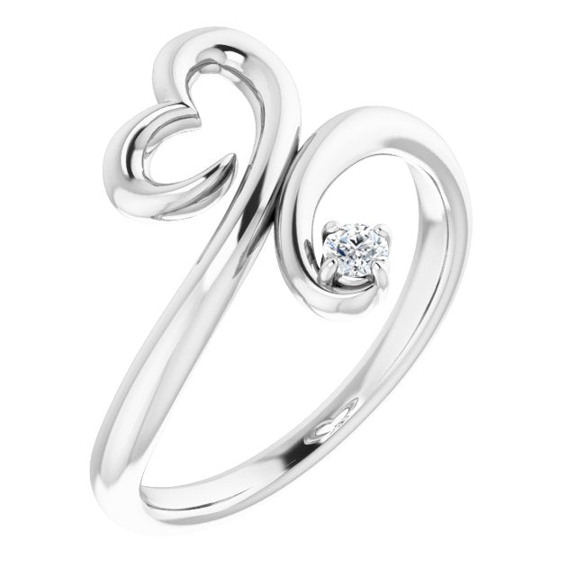 14k White .06 Ctw Natural Diamond Heart Ring
