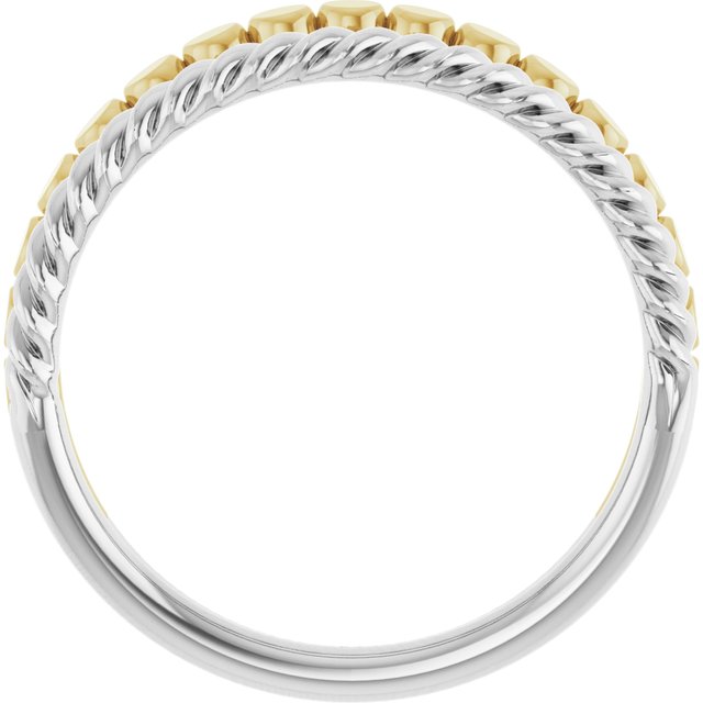 14k White/yellow Negative Space Rope Ring