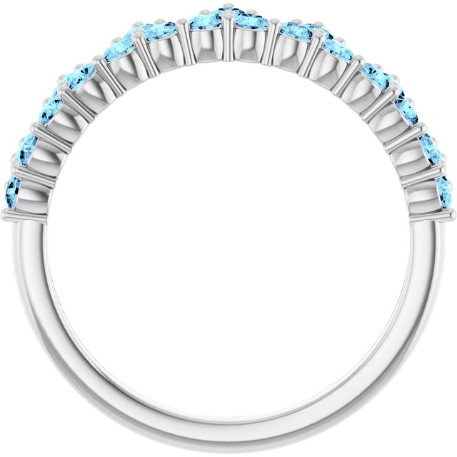 14k White Natural Aquamarine Crown Ring