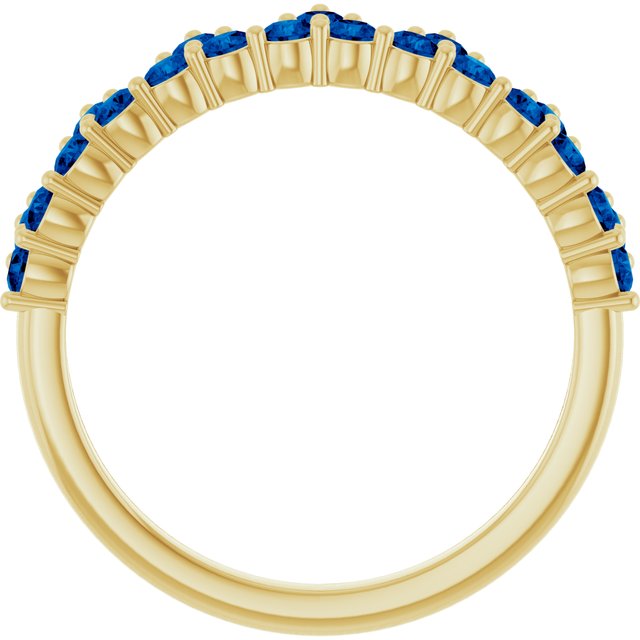 14k Yellow Natural Blue Sapphire Crown Ring