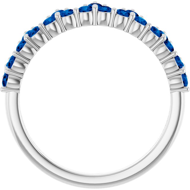 14k White Natural Blue Sapphire Crown Ring