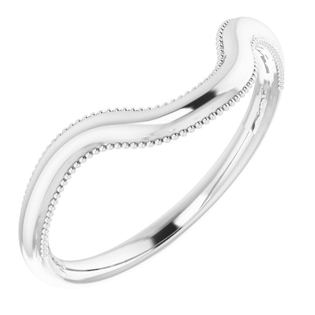14k White Wedding Band For 12x10 Mm Emerald Ring