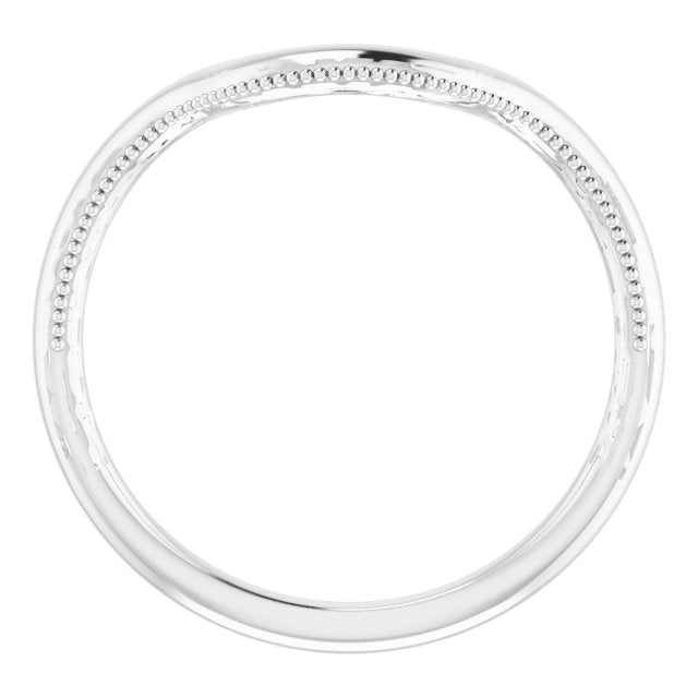 14k White Wedding Band For 12x10 Mm Emerald Ring