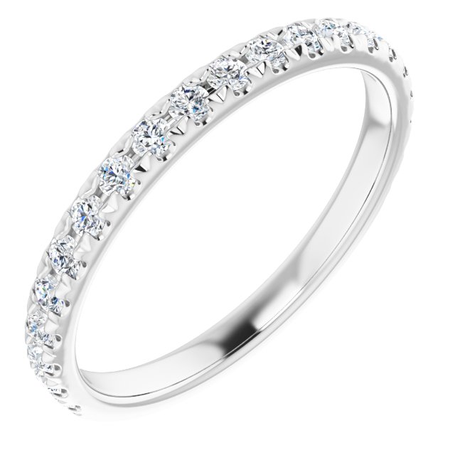 14k White 3/8 Ctw Natural Diamond Matching Band