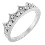 Sterling Silver 1/10 Ctw Natural Diamond Crown Ring