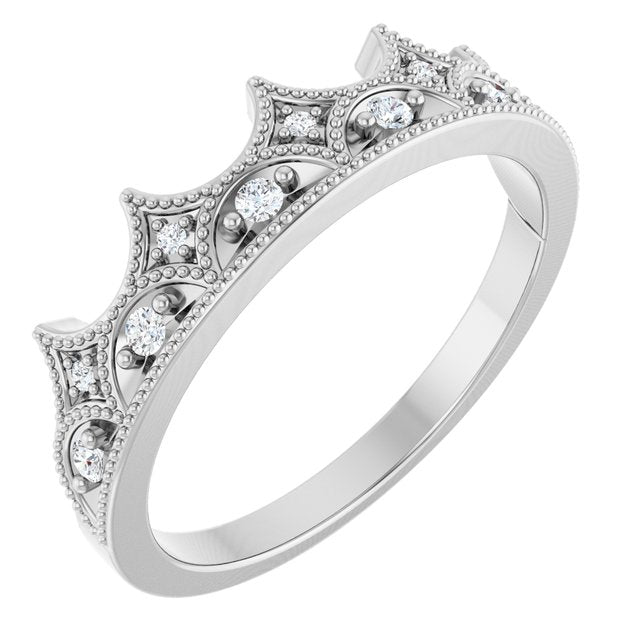 Sterling Silver 1/10 Ctw Natural Diamond Crown Ring