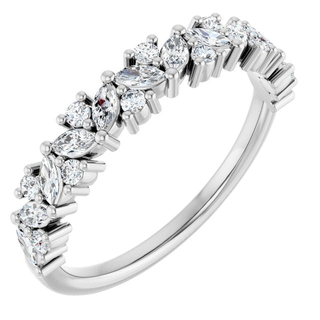 14k White 1/2 Ctw Natural Diamond Anniversary Band