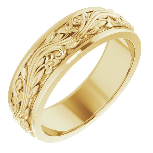 14k Yellow 7 Mm Sculptural Band Size 11.5