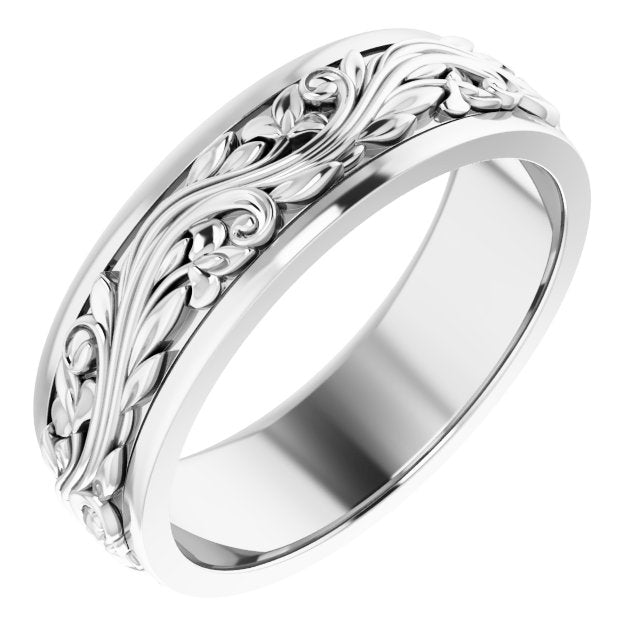 Sterling Silver 7 Mm Sculptural Band Size 12