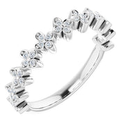 14k White 1/6 Ctw Natural Diamond Stackable Clover Ring