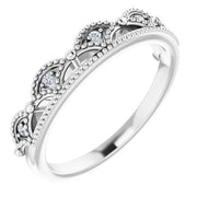 Sterling Silver .04 Ctw Natural Diamond Crown Ring