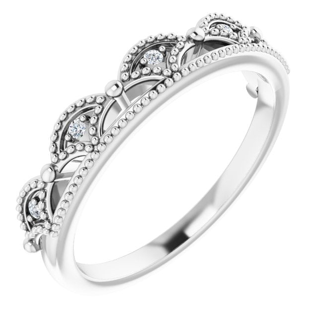 Sterling Silver .04 Ctw Natural Diamond Crown Ring