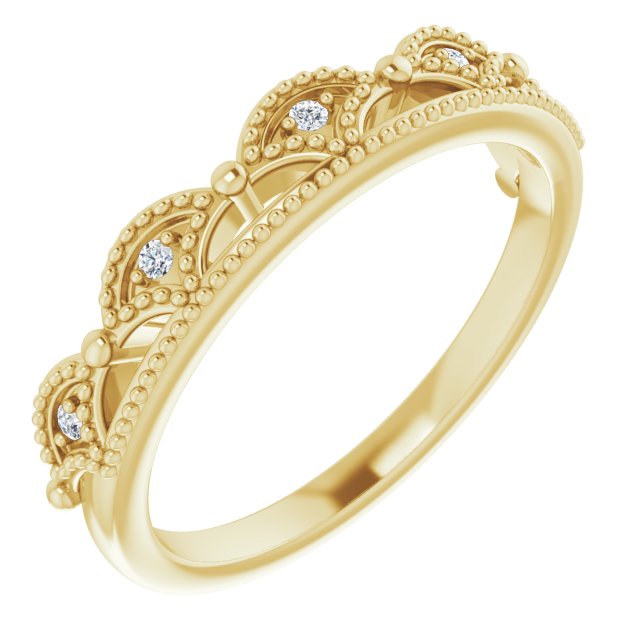 14k Yellow .04 Ctw Natural Diamond Crown Ring