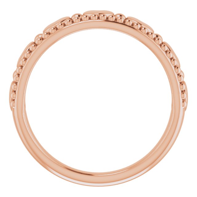 14k Rose Stackable Beaded Heart Ring