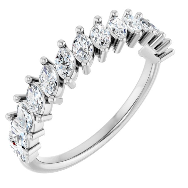 14k White 3/4 Ctw Natural Diamond Anniversary Band