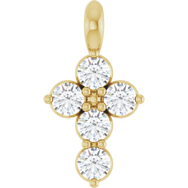 14K Yellow 1/6 CTW Natural Diamond Cross Pendant